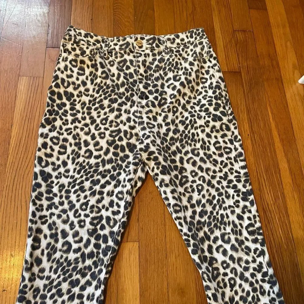 FRAME | ali high rise cigarette jeans beige leopard print 30
